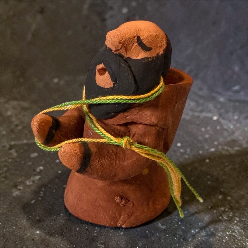 Artisan-Made Southwestern Storyteller Monk Friar Clay Terracotta Handmade 2”